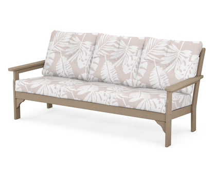 POLYWOOD® Vineyard Deep Seating Sofa in Vintage Sahara / Leaf Dune Burlap