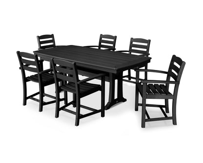 POLYWOOD® La Casa Café 7-Piece Arm Chair Dining Set with Trestle Legs in Black
