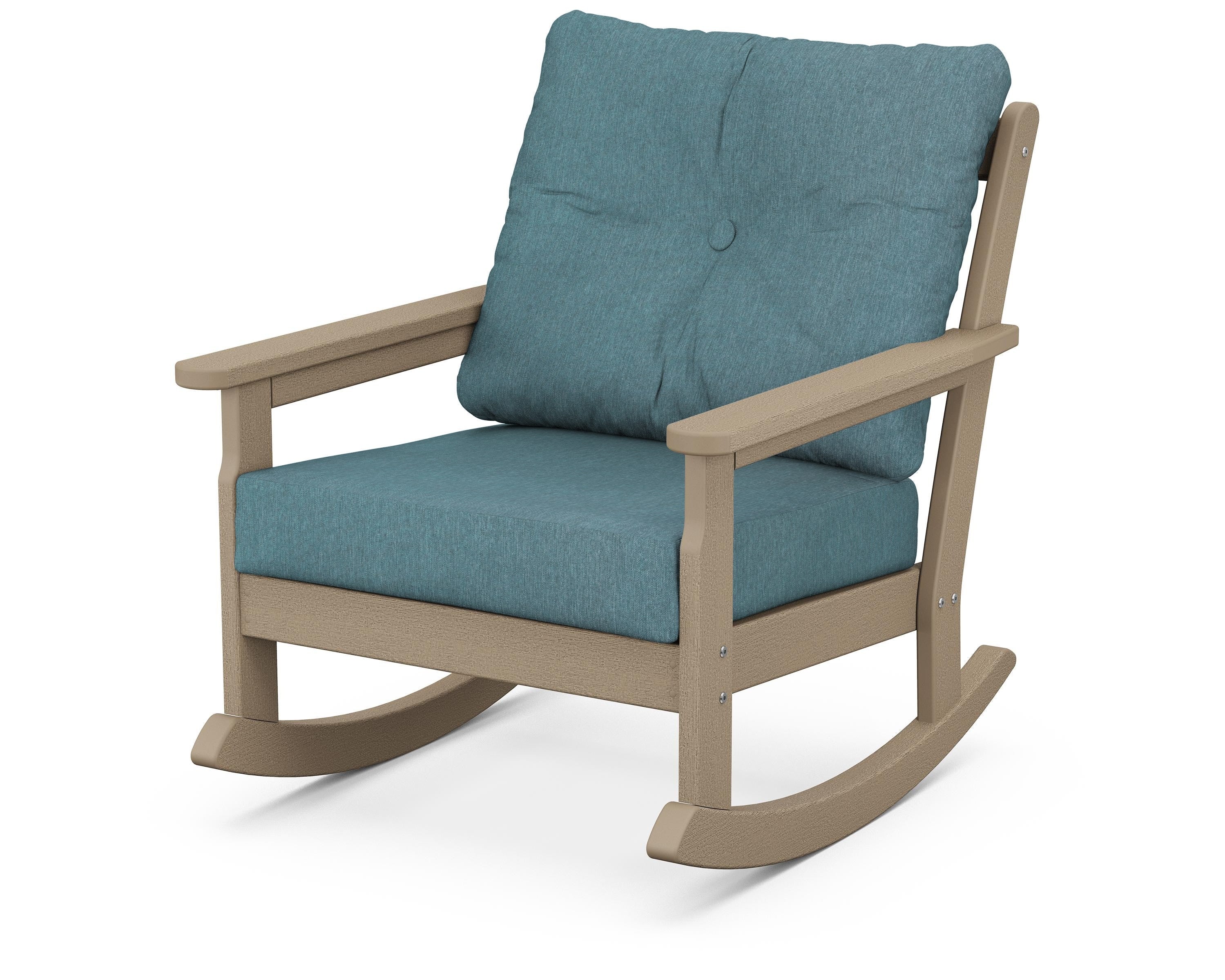 POLYWOOD® Vineyard Deep Seating Rocking Chair in Vintage Sahara / Ocean Teal