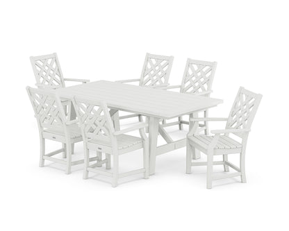 Country Living Wovendale Arm Chair 7-Piece Rustic Farmhouse Dining Set in White