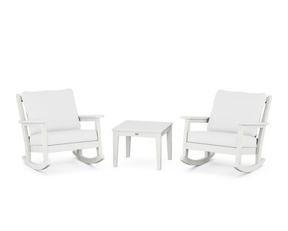 POLYWOOD® Chippendale 3-Piece Deep Seating Rocker Set in White / Natural