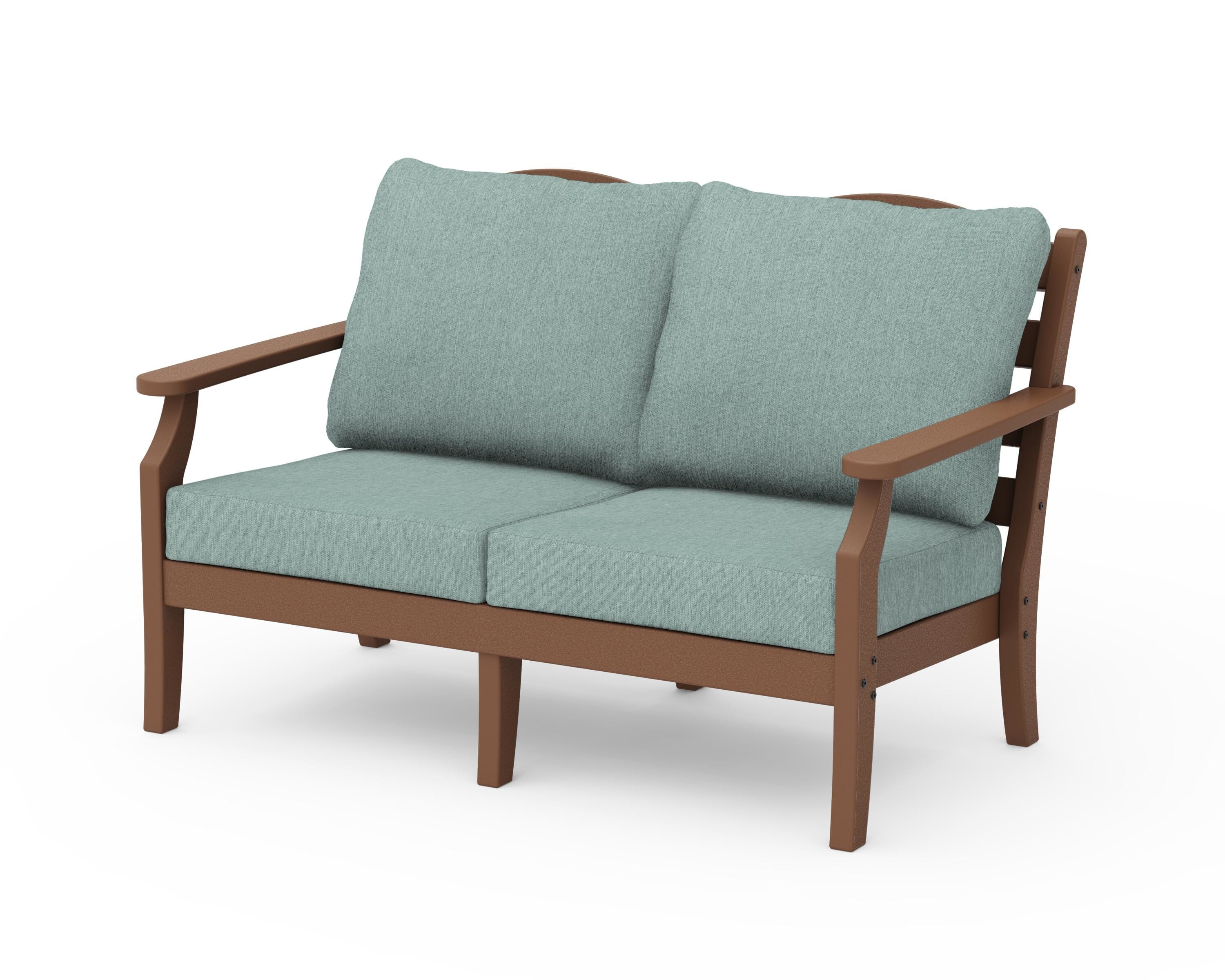 Draper James™ by  POLYWOOD® Savannah Deep Seating Loveseat in Teak / Glacier Spa