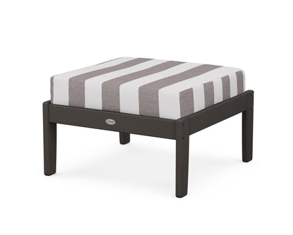 POLYWOOD® Braxton Deep Seating Ottoman in Vintage Coffee / Cabana Stripe Grey Mist