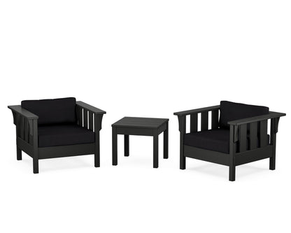 Martha Stewart by POLYWOOD® Acadia 3-Piece Deep Seating Set in Black / Midnight Linen