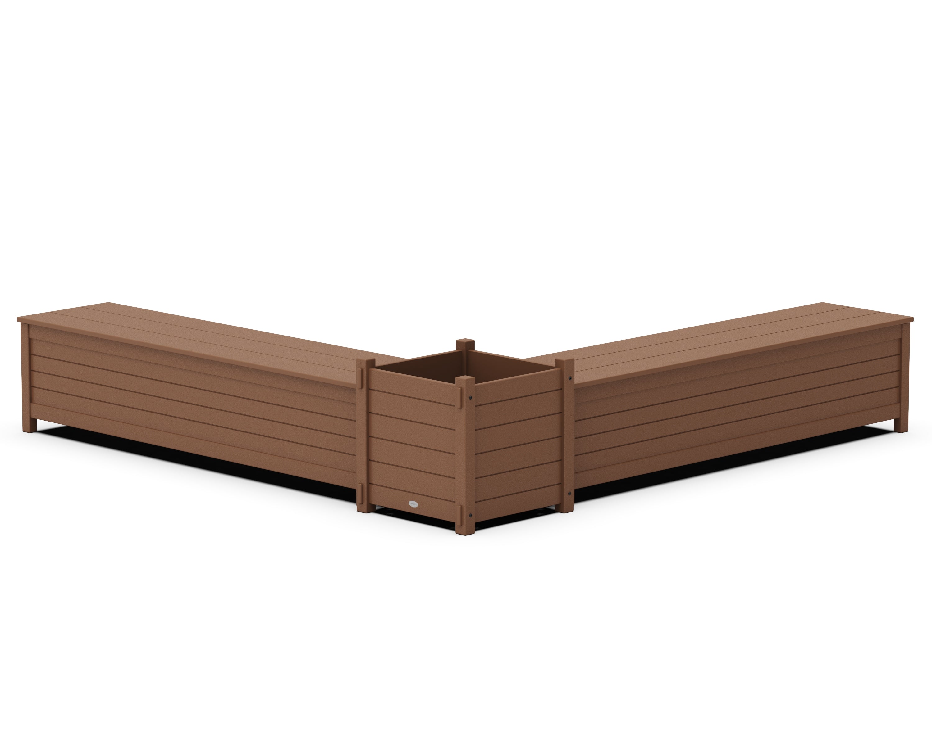 POLYWOOD® 72" Nautical L- Shaped Planter Storage Bench Set- Large in Teak