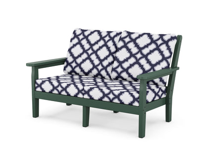 POLYWOOD® Chippendale Deep Seating Loveseat in Green / Trellis Navy
