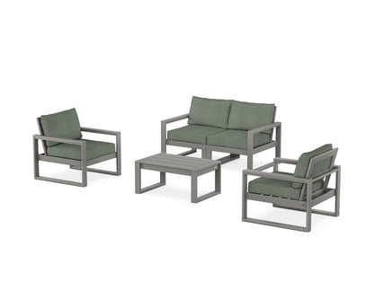 POLYWOOD® EDGE Sectional 4-Piece Deep Seating Set with Loveseat in Slate Grey / Cast Sage