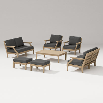 PW Designer Series Estate 7-Piece Lounge Loveseat Set in Vintage Sahara / Spectrum Carbon