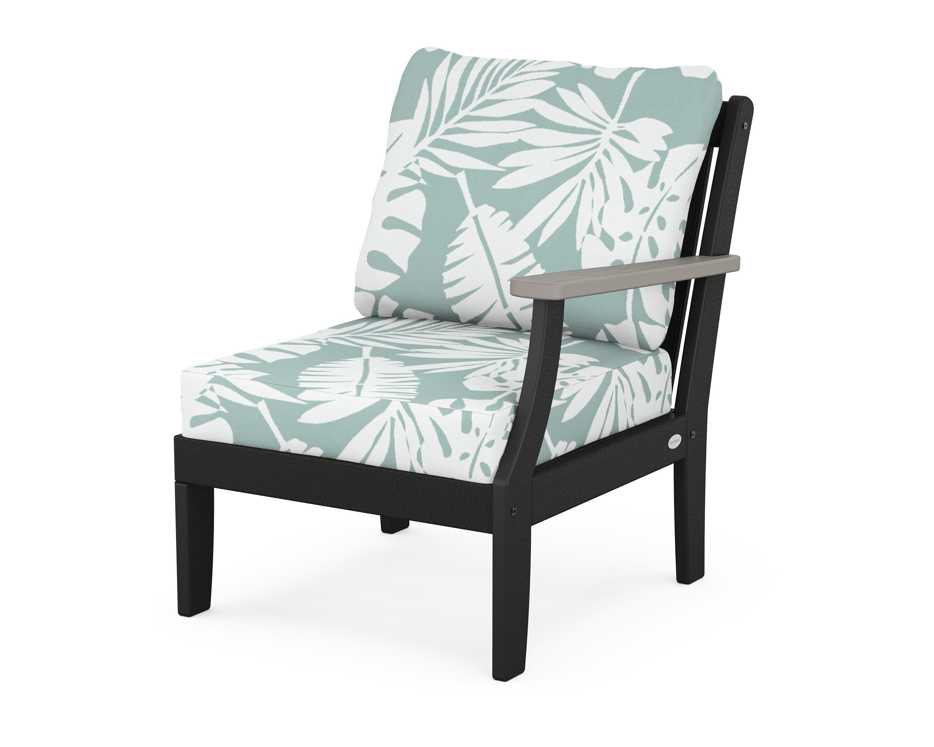 POLYWOOD® Braxton Modular Right Arm Chair in Black / Driftwood / Leaf Glacier Spa