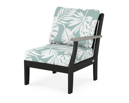 POLYWOOD® Braxton Modular Right Arm Chair in Black / Driftwood / Leaf Glacier Spa