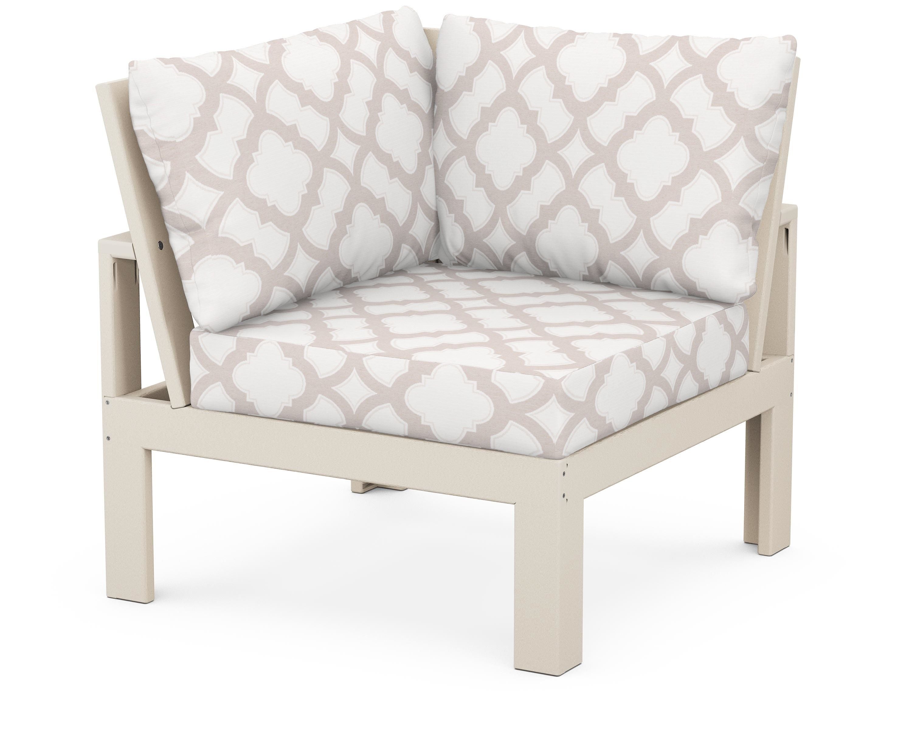 Unbranded Modular Corner Chair in Sand / Trellis Dune Burlap