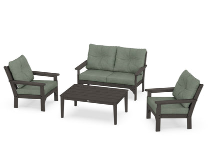 POLYWOOD® Vineyard 4-Piece Deep Seating Set in Vintage Coffee / Cast Sage