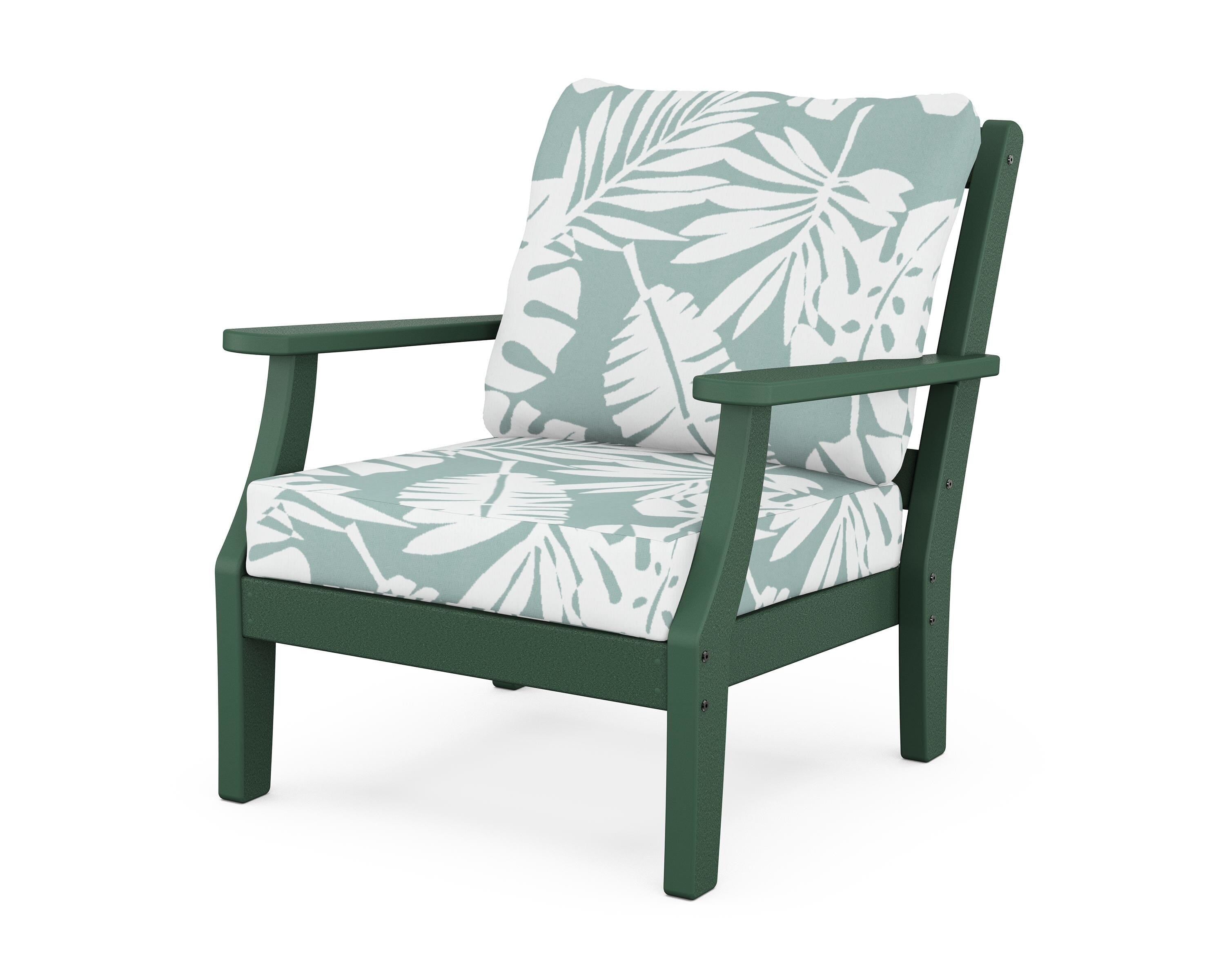 Martha Stewart by POLYWOOD® Chinoiserie Deep Seating Chair in Green / Leaf Glacier Spa