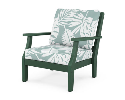 Martha Stewart by POLYWOOD® Chinoiserie Deep Seating Chair in Green / Leaf Glacier Spa