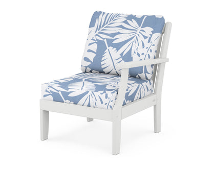 POLYWOOD® Braxton Modular Right Arm Chair in White / Leaf Sky Blue