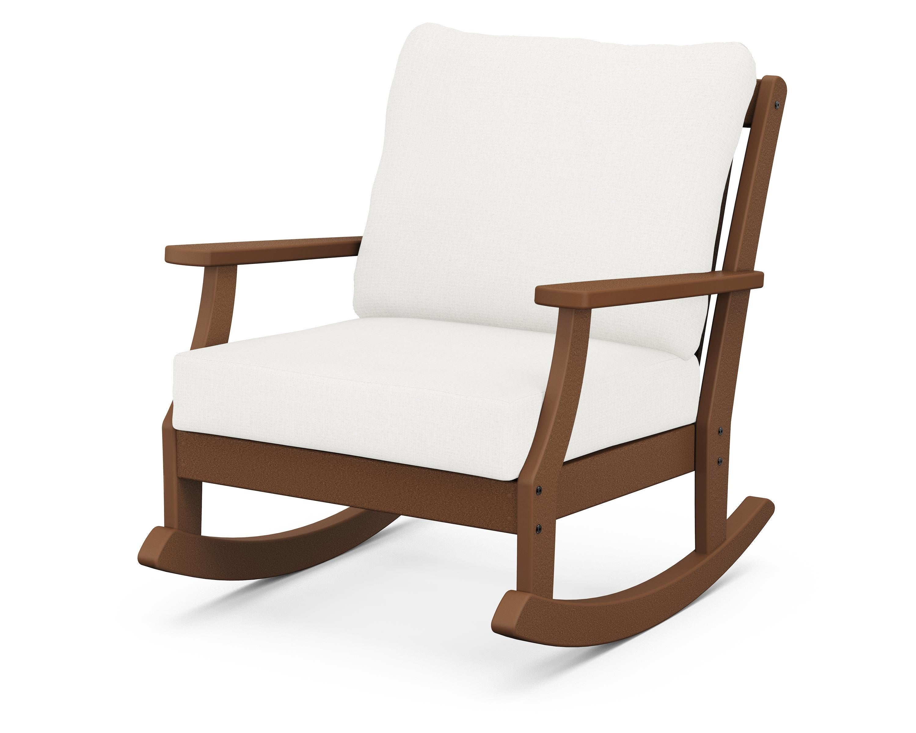POLYWOOD® Braxton Deep Seating Rocking Chair in Teak / Natural Linen