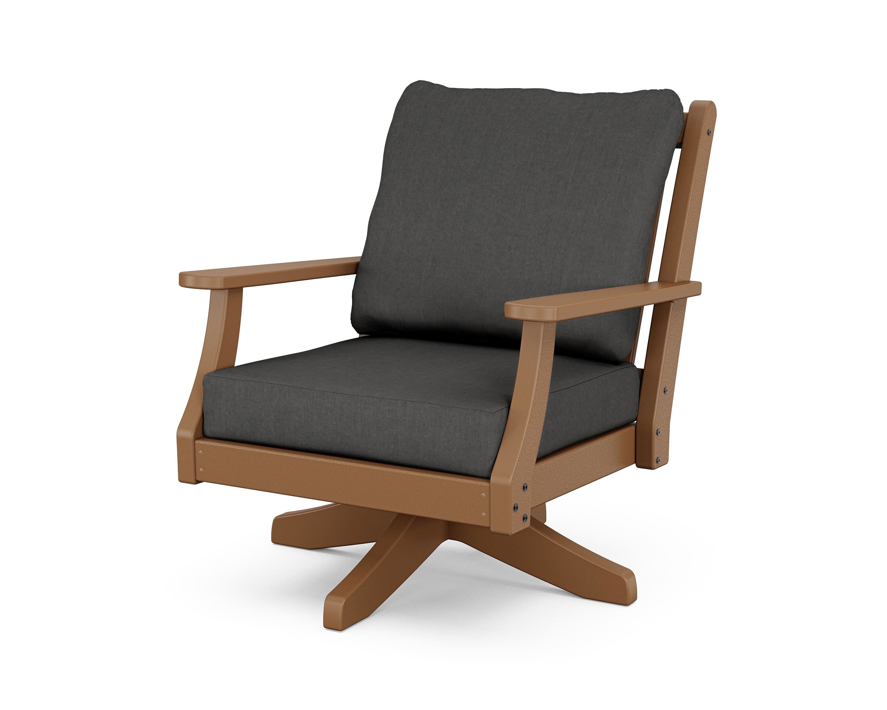 Country Living Wovendale Deep Seating Swivel Chair in Teak / Spectrum Carbon