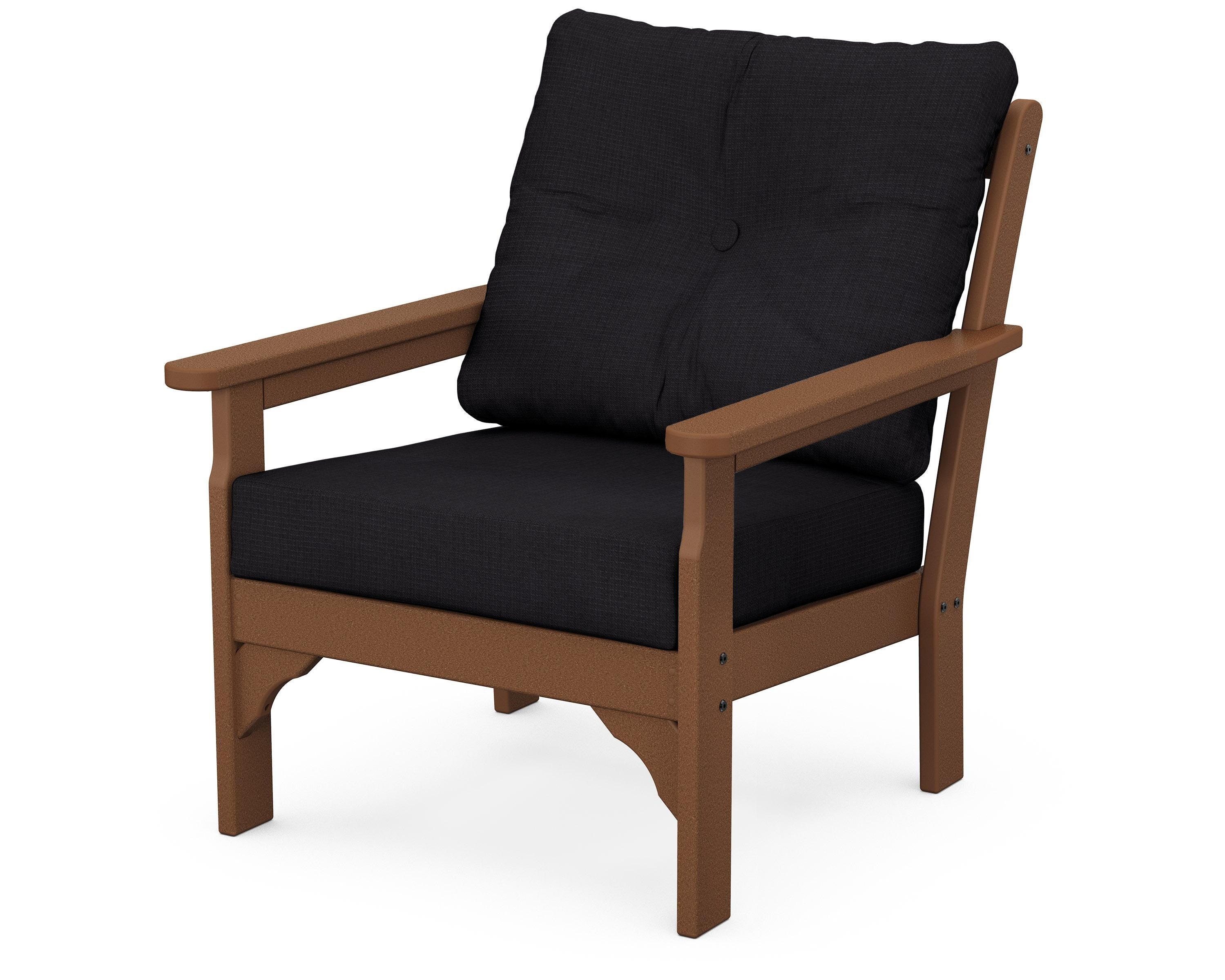 POLYWOOD® Vineyard Deep Seating Chair in Teak / Midnight Linen