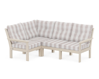 POLYWOOD® Vineyard 4-Piece Sectional in Sand / Buffalo Plaid Dune Burlap