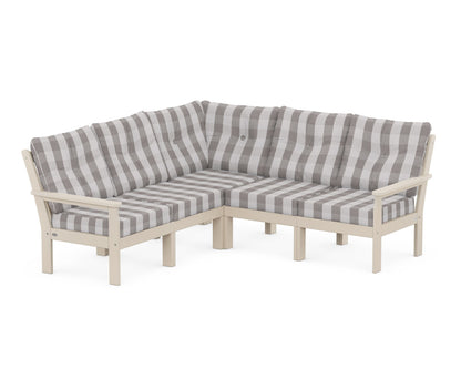 POLYWOOD® Vineyard 5-Piece Sectional in Sand / Buffalo Plaid Grey Mist