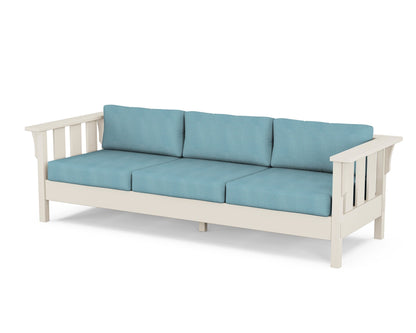 Martha Stewart by POLYWOOD® Acadia Deep Seating Sofa in Sand / Lattice Sky Blue