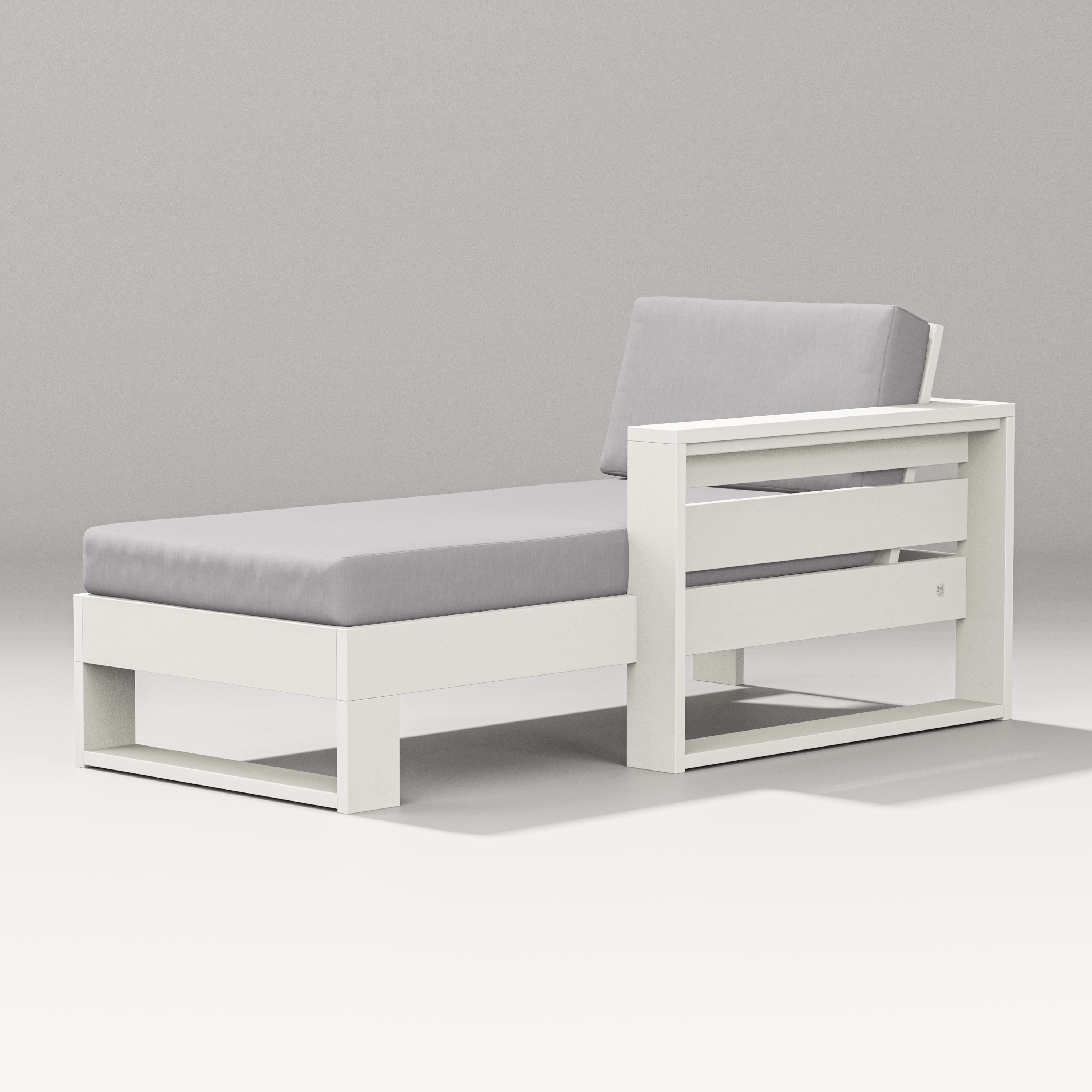 PW Designer Series Latitude Modular Right Arm Chaise in Vintage White / Granite