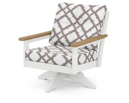 Vineyard Deep Seating Swivel Chair - White