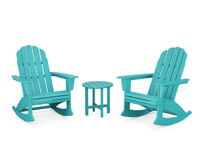 POLYWOOD® Vineyard Curveback 3-Piece Adirondack Rocking Chair Set in Aruba