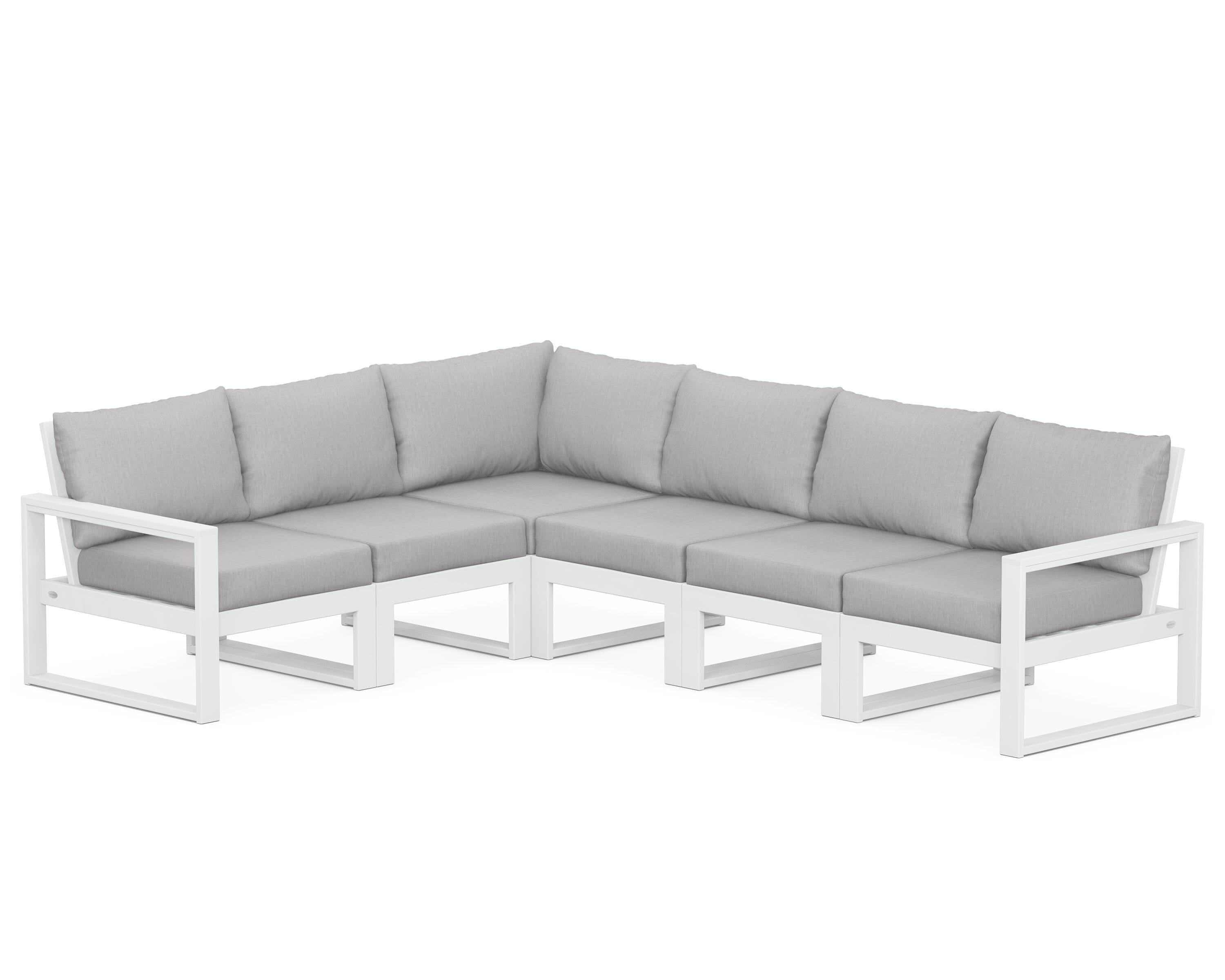 POLYWOOD® EDGE 6-Piece Modular Deep Seating Set in White / Granite