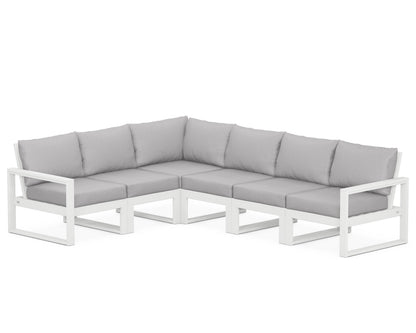 POLYWOOD® EDGE 6-Piece Modular Deep Seating Set in White / Granite
