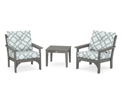 POLYWOOD® Vineyard 3-Piece Deep Seating Set in Slate Grey / Trellis Glacier Spa