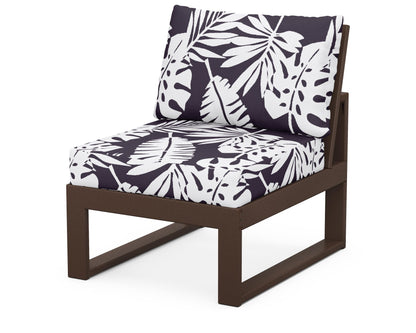 Unbranded Modular Armless Chair in Mahogany / Leaf Navy