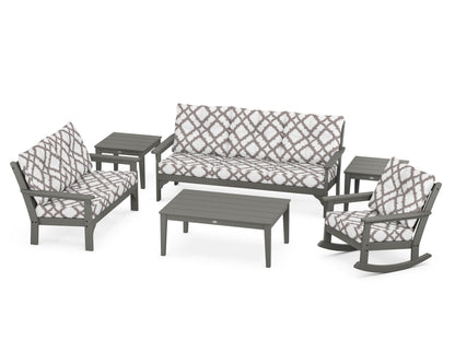 POLYWOOD® Vineyard 6-Piece Deep Seating Set in Slate Grey / Trellis Grey Mist