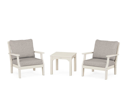 Martha Stewart by POLYWOOD® Chinoiserie 3-Piece Deep Seating Set in Sand / Weathered Tweed