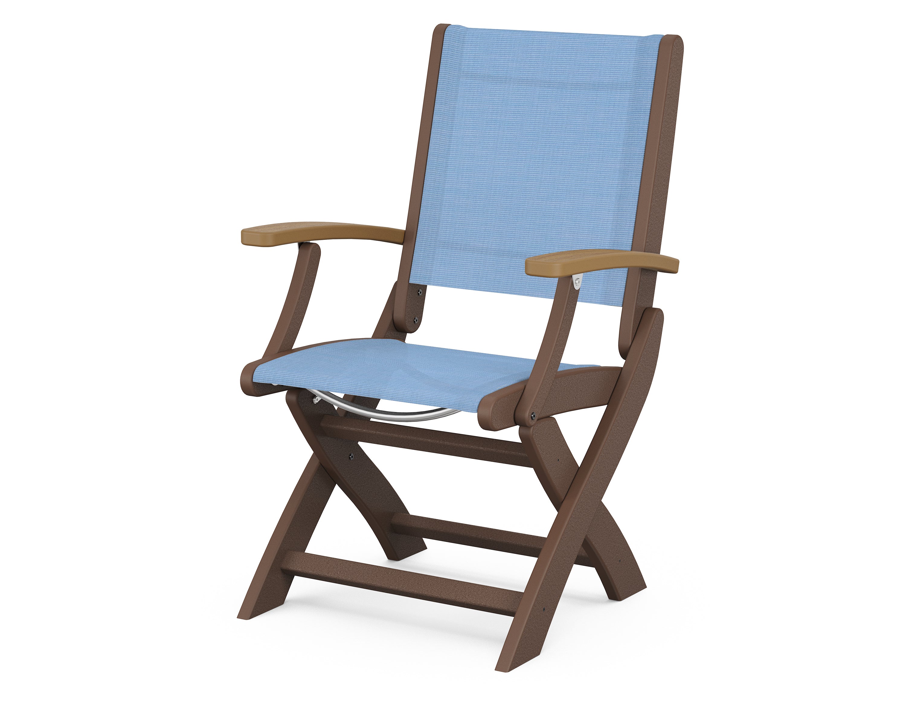 POLYWOOD® Coastal Folding Chair in Mahogany / Natural / Poolside Sling