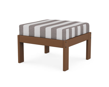 POLYWOOD® Vineyard Modular Ottoman in Teak / Cabana Stripe Grey Mist