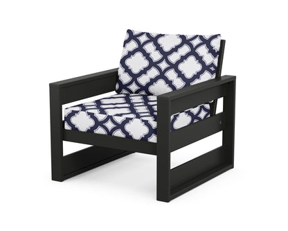POLYWOOD® Westport Club Chair in Black / Trellis Navy