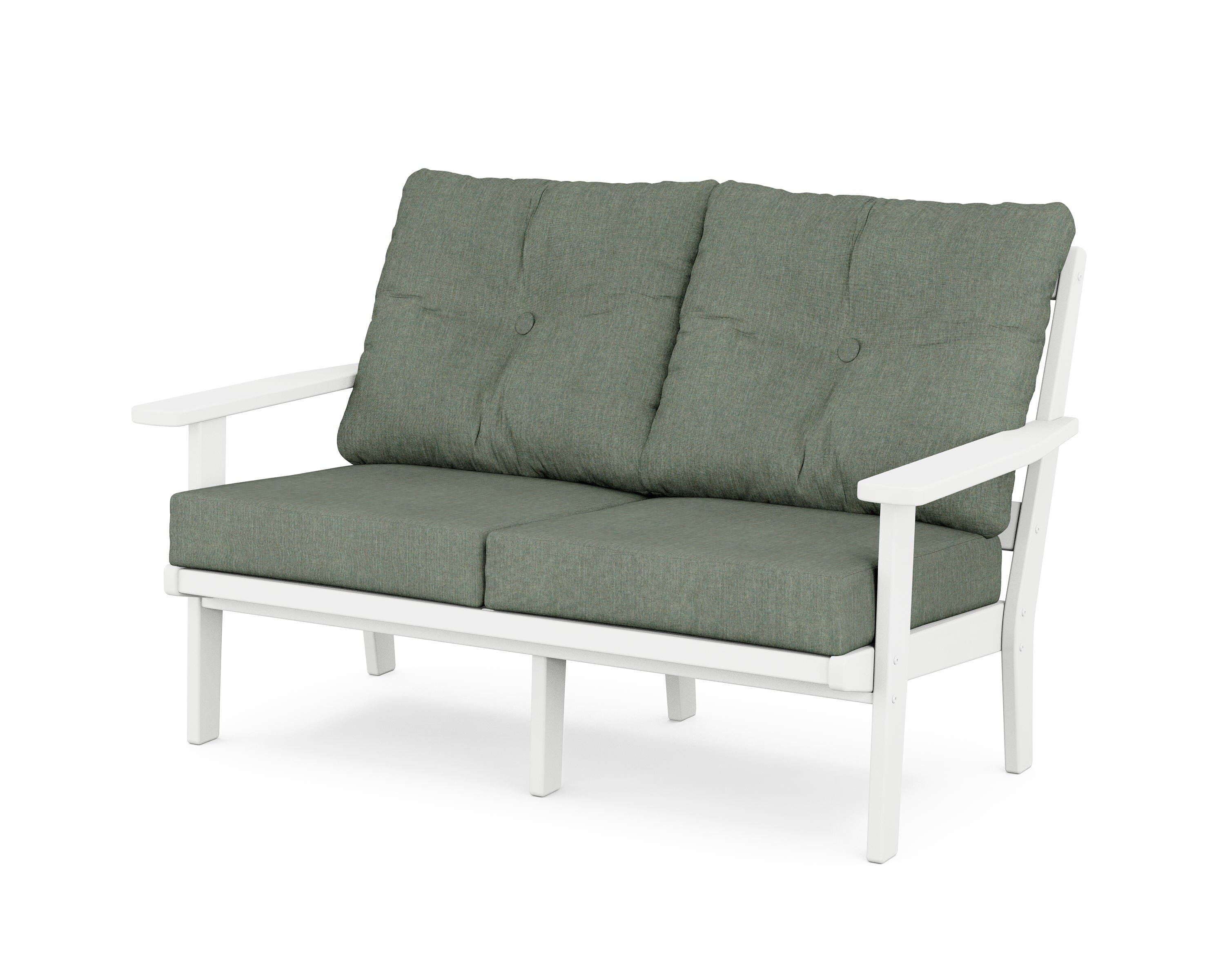 POLYWOOD® Oxford Deep Seating Loveseat in White / Cast Sage