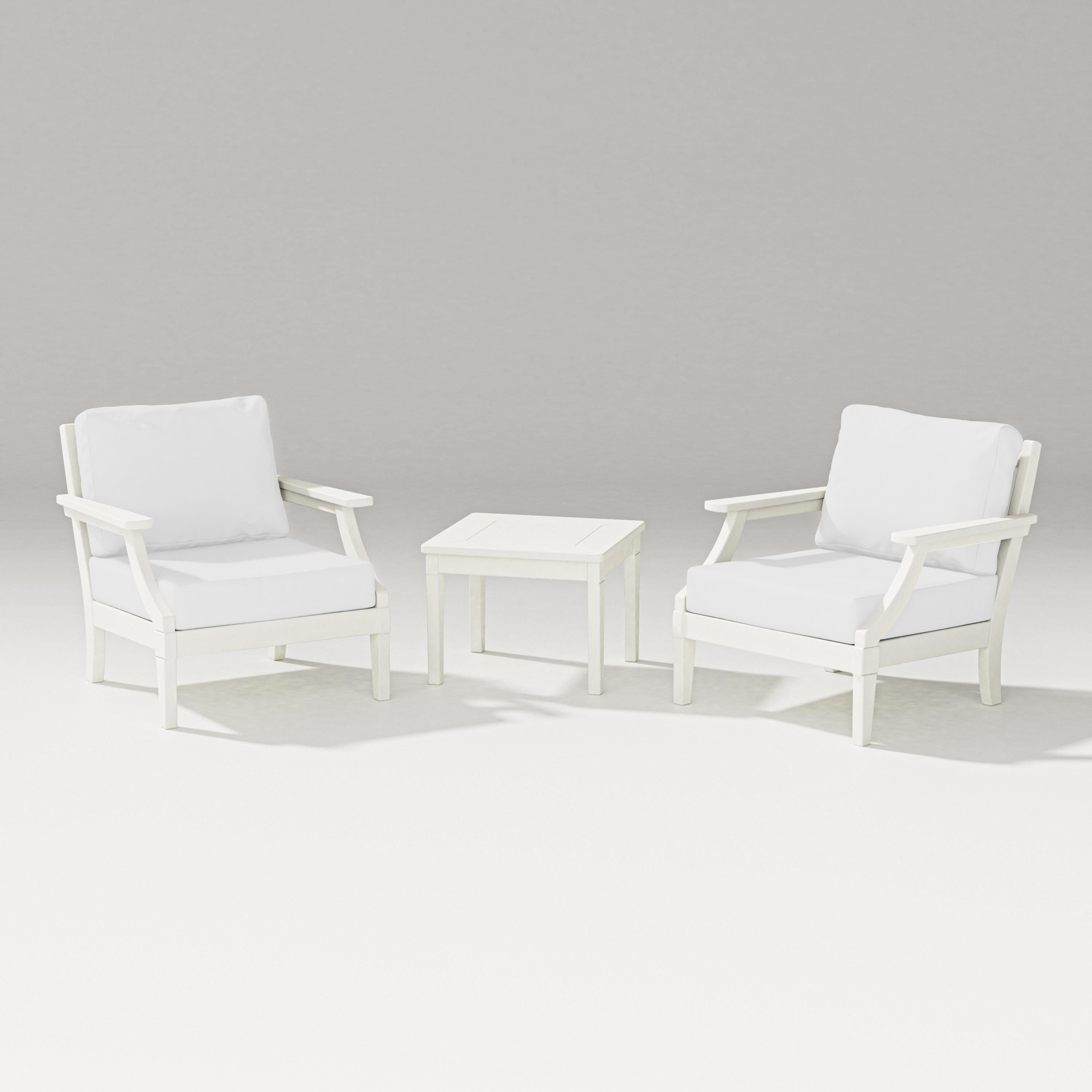 PW Designer Series Estate 3-Piece Lounge Chair Set in Vintage White / Natural
