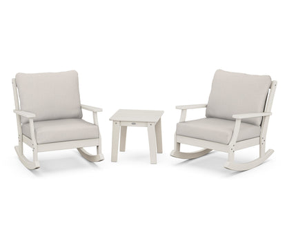 POLYWOOD® Braxton 3-Piece Deep Seating Rocker Set in Sand / Cast Ash