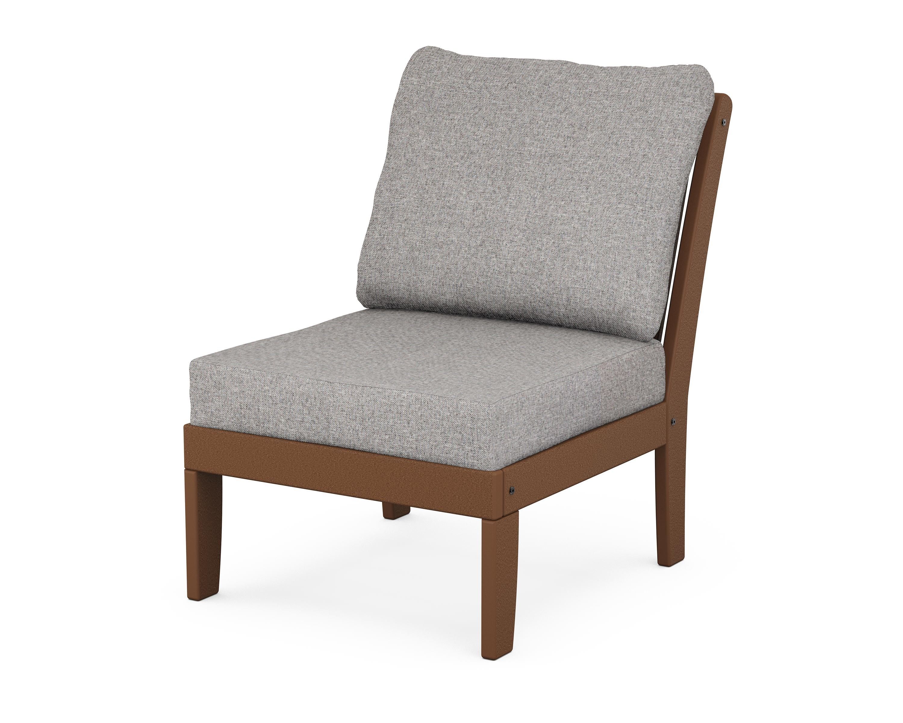 POLYWOOD® Braxton Modular Armless Chair in Teak / Grey Mist