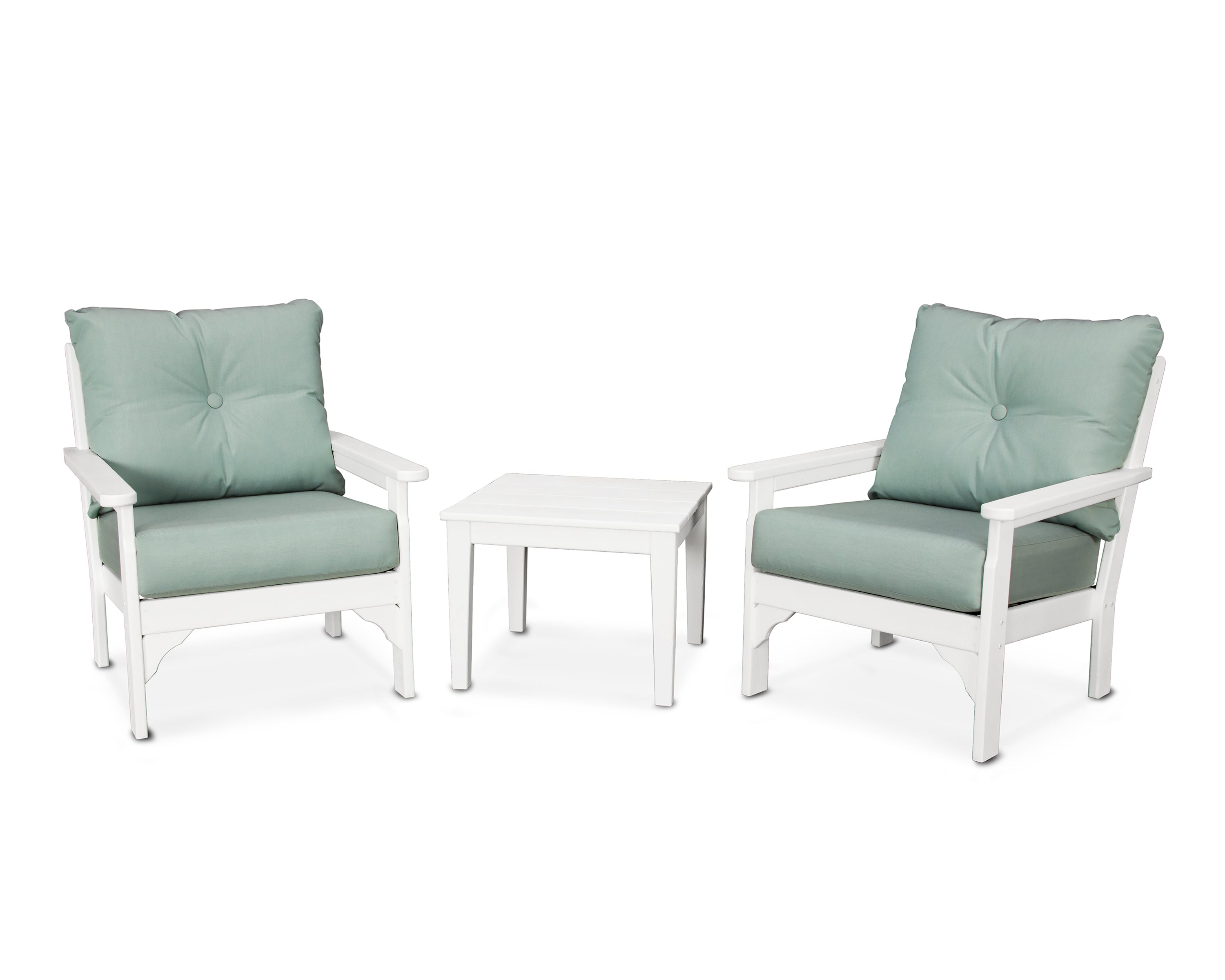 POLYWOOD® Vineyard 3-Piece Deep Seating Set in White / Spa