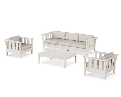 Martha Stewart by POLYWOOD® Acadia 4-Piece Deep Seating Set with Sofa in Sand / Dune Burlap