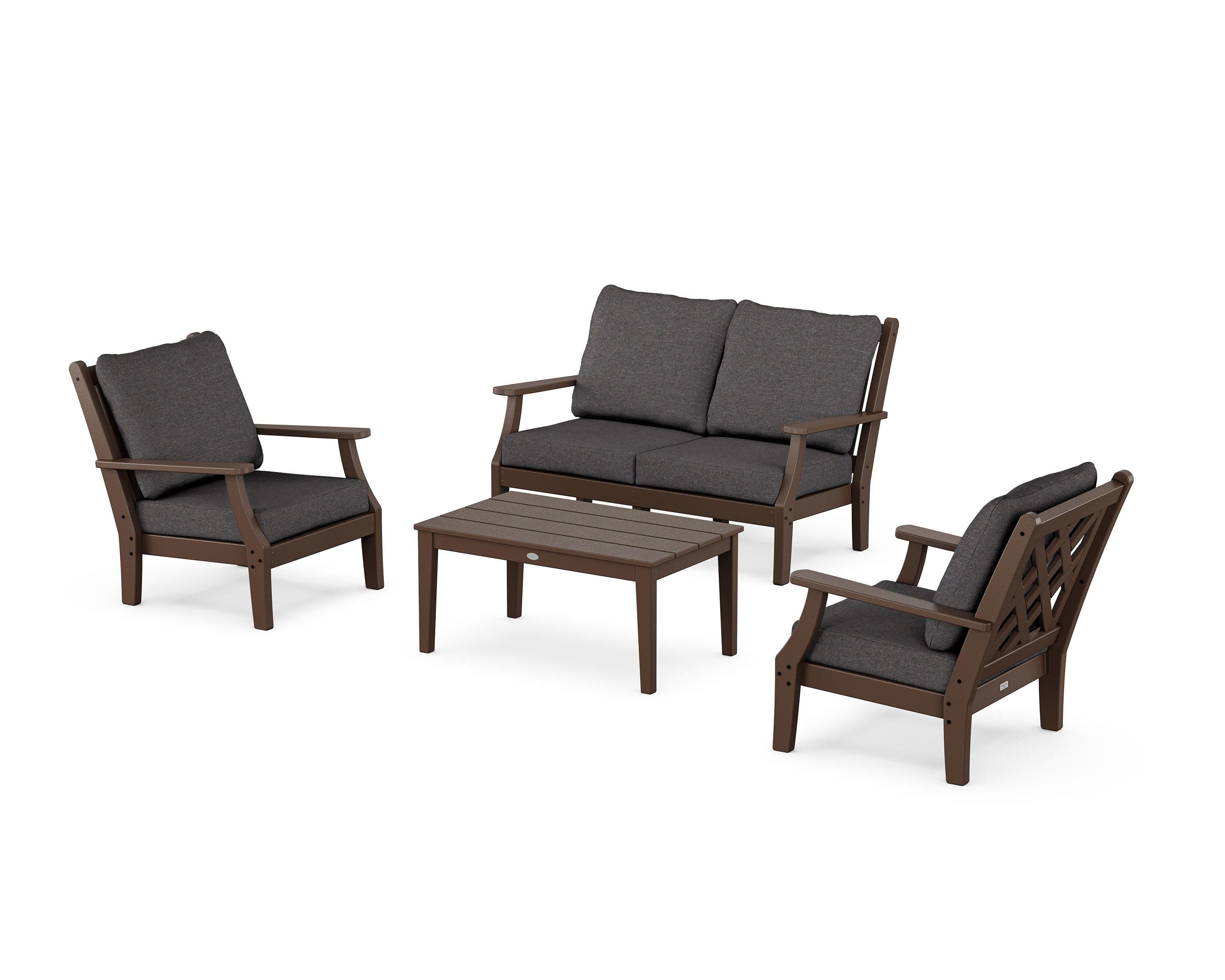 Country Living Wovendale 4-Piece Deep Seating Set with Loveseat in Mahogany / Ash Charcoal