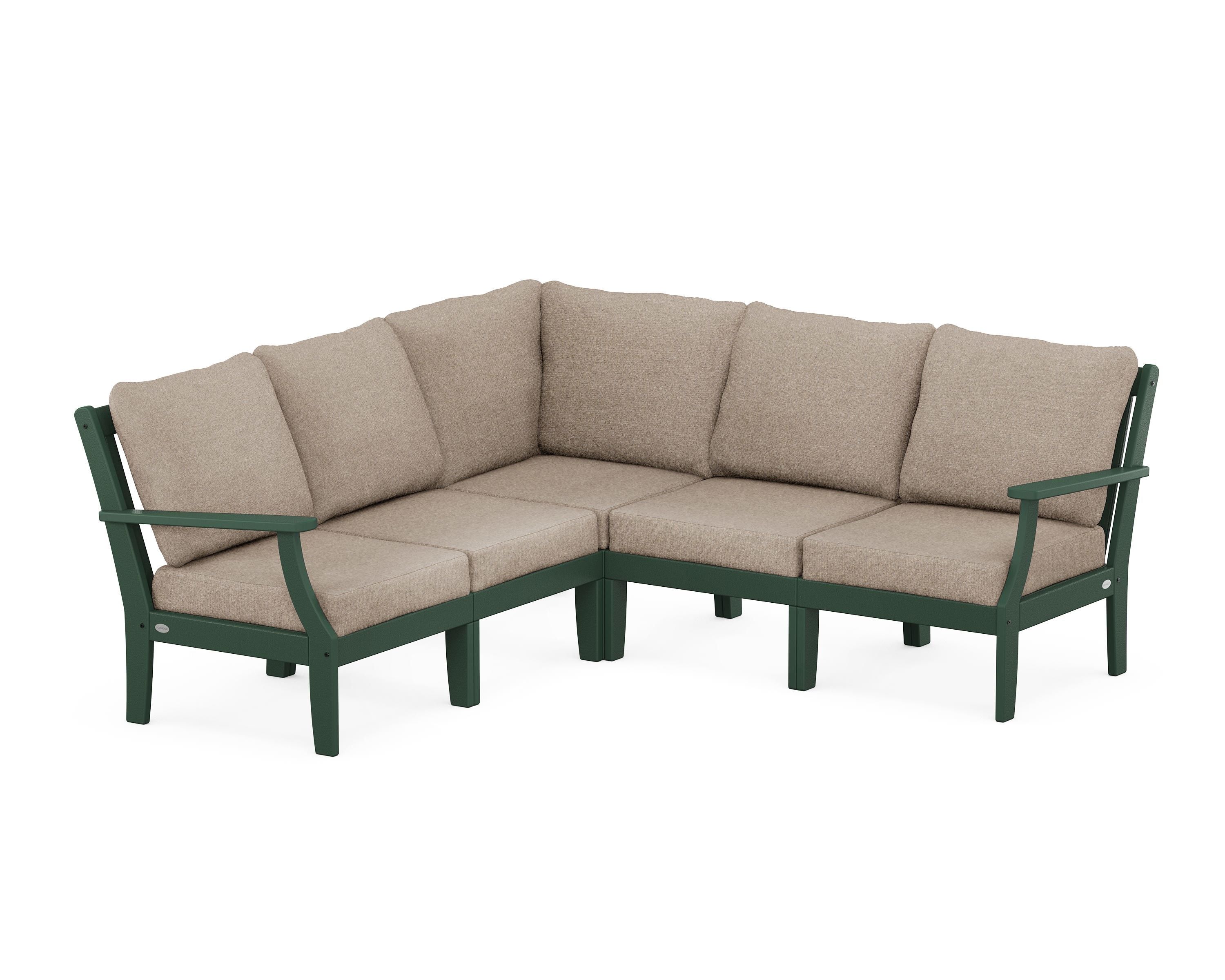 POLYWOOD® Braxton Modular 5-Piece Deep Seating Set in Green / Spiced Burlap
