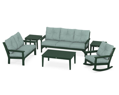 POLYWOOD® Vineyard 6-Piece Deep Seating Set in Green / Glacier Spa