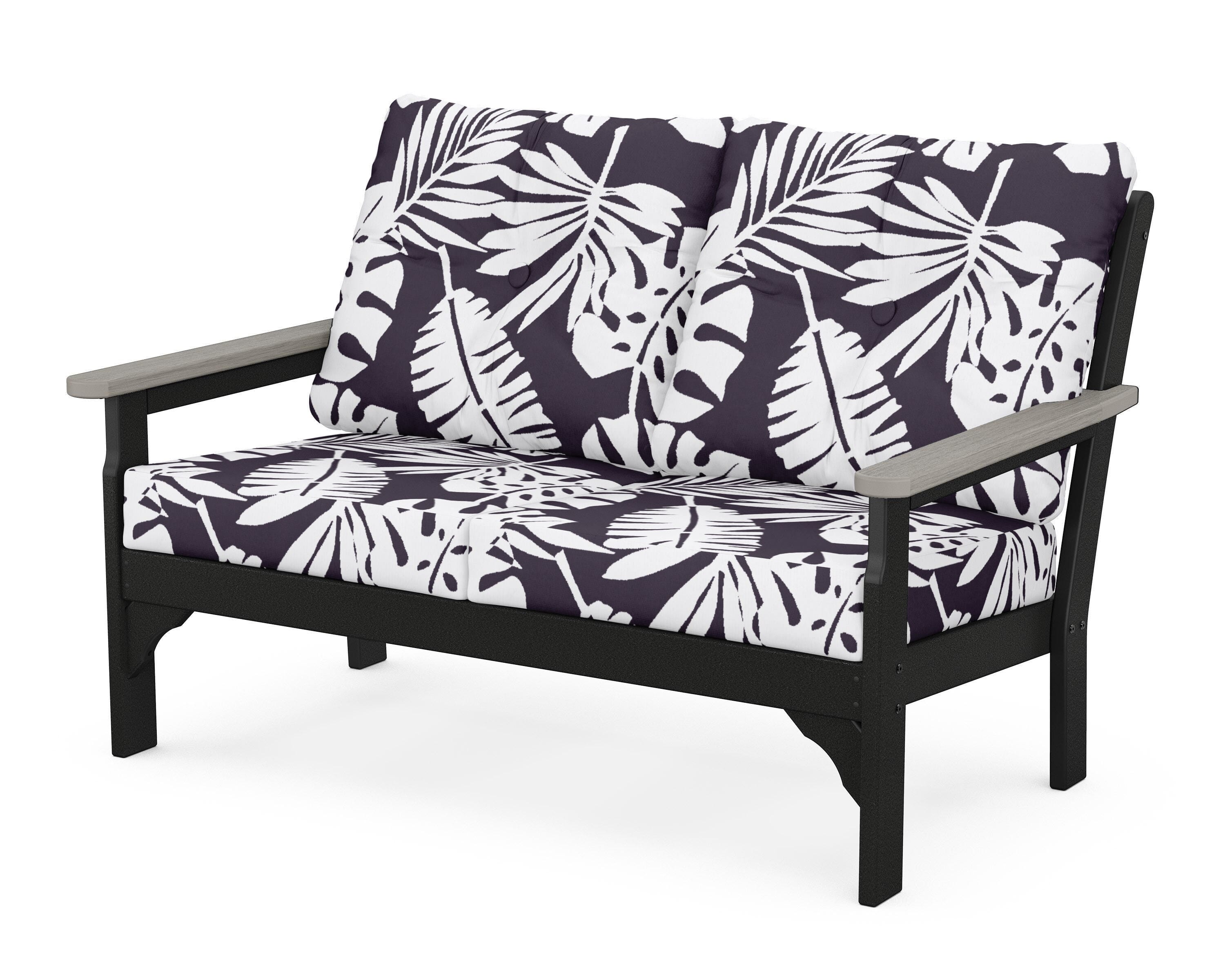 POLYWOOD® Vineyard Deep Seating Loveseat in Black / Driftwood / Leaf Navy