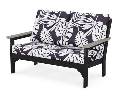 POLYWOOD® Vineyard Deep Seating Loveseat in Black / Driftwood / Leaf Navy