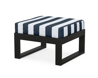 Unbranded Modular Ottoman - Modern in Black / Cabana Stripe Marine Indigo