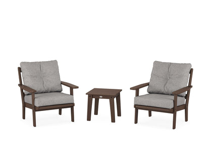 POLYWOOD® Prairie 3-Piece Deep Seating Set in Mahogany / Grey Mist